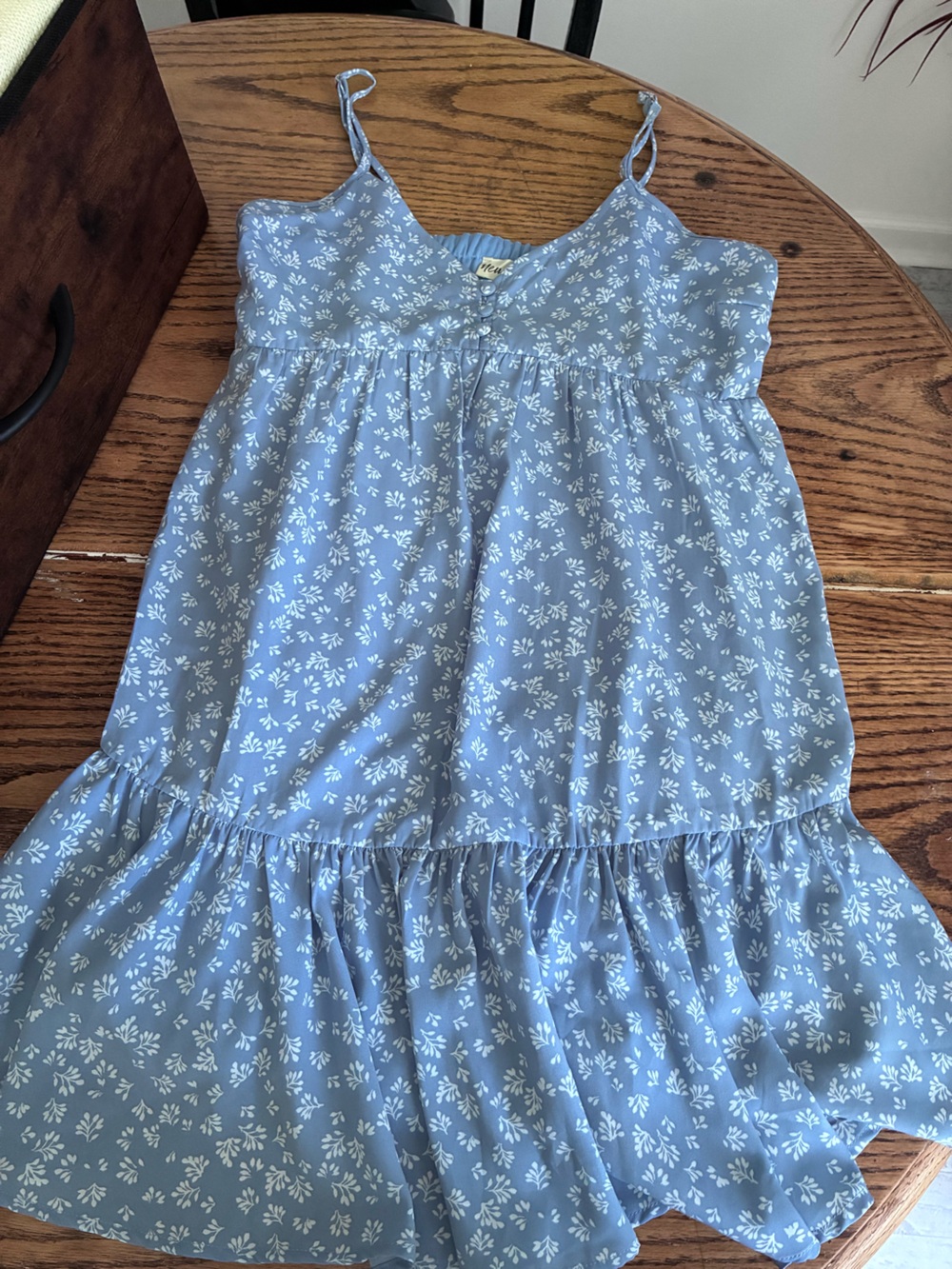 Light Blue Floral Tiered Sundress with Adjustable Straps